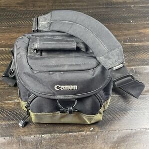 Canon Shoulder Camera Bag Black/Olive‎ Padded DSLR Case with Strap & Pockets